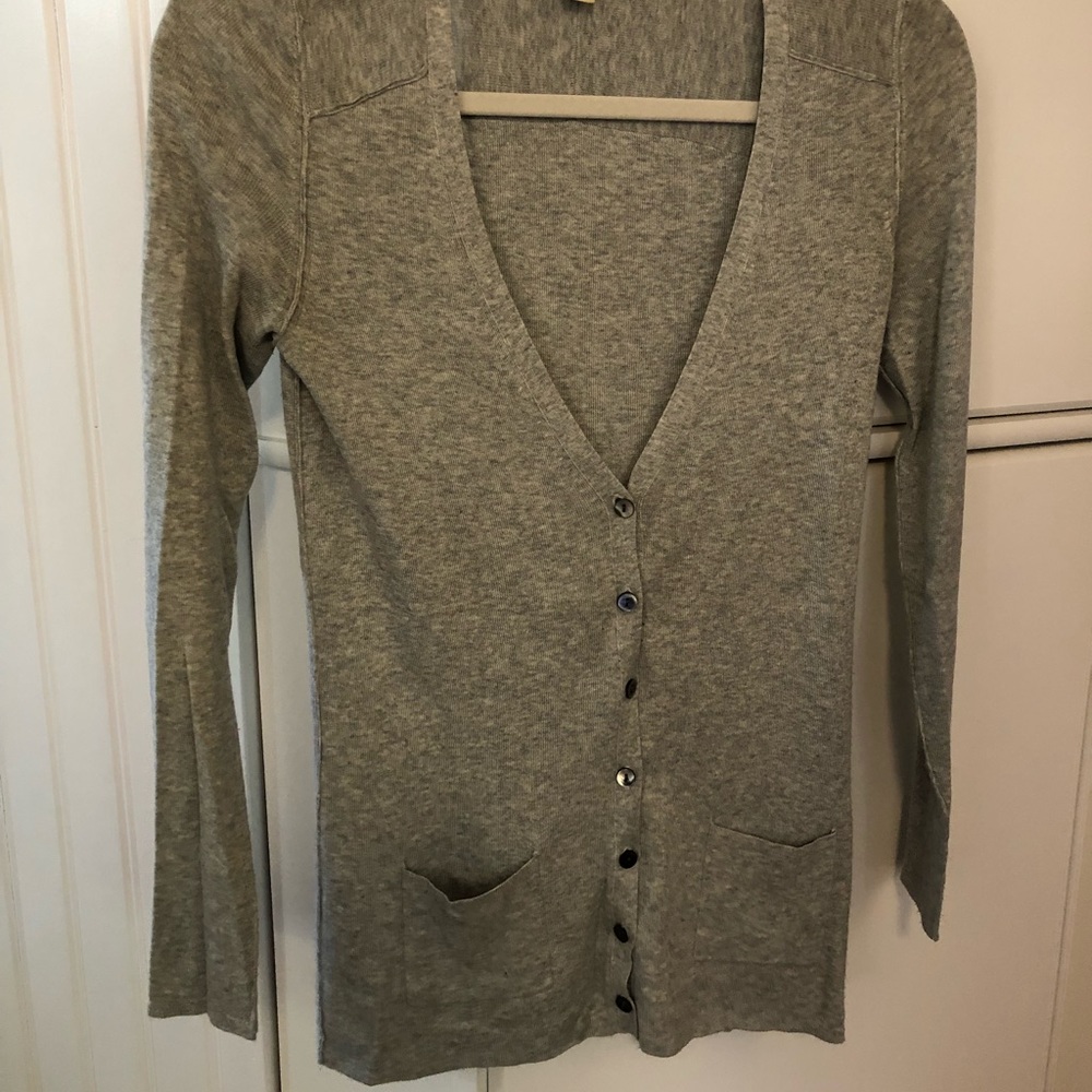 Banana Republic Gray Cardigan Pockets Silk Blend Size S - Excellent Condition